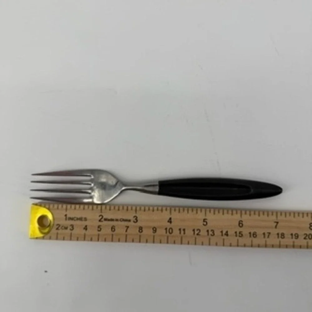 Vintage Formal Japan Stainless MCM Black Tapered Handle Knife and Fork Set 2pc